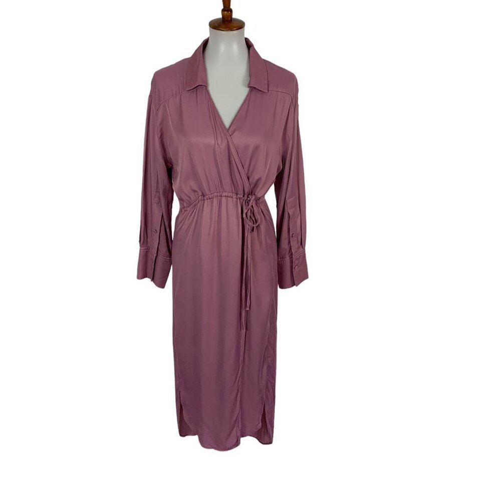 Zara Dress XS Pink Midi Long Sleeve Feminine Romantic Elegant Chic